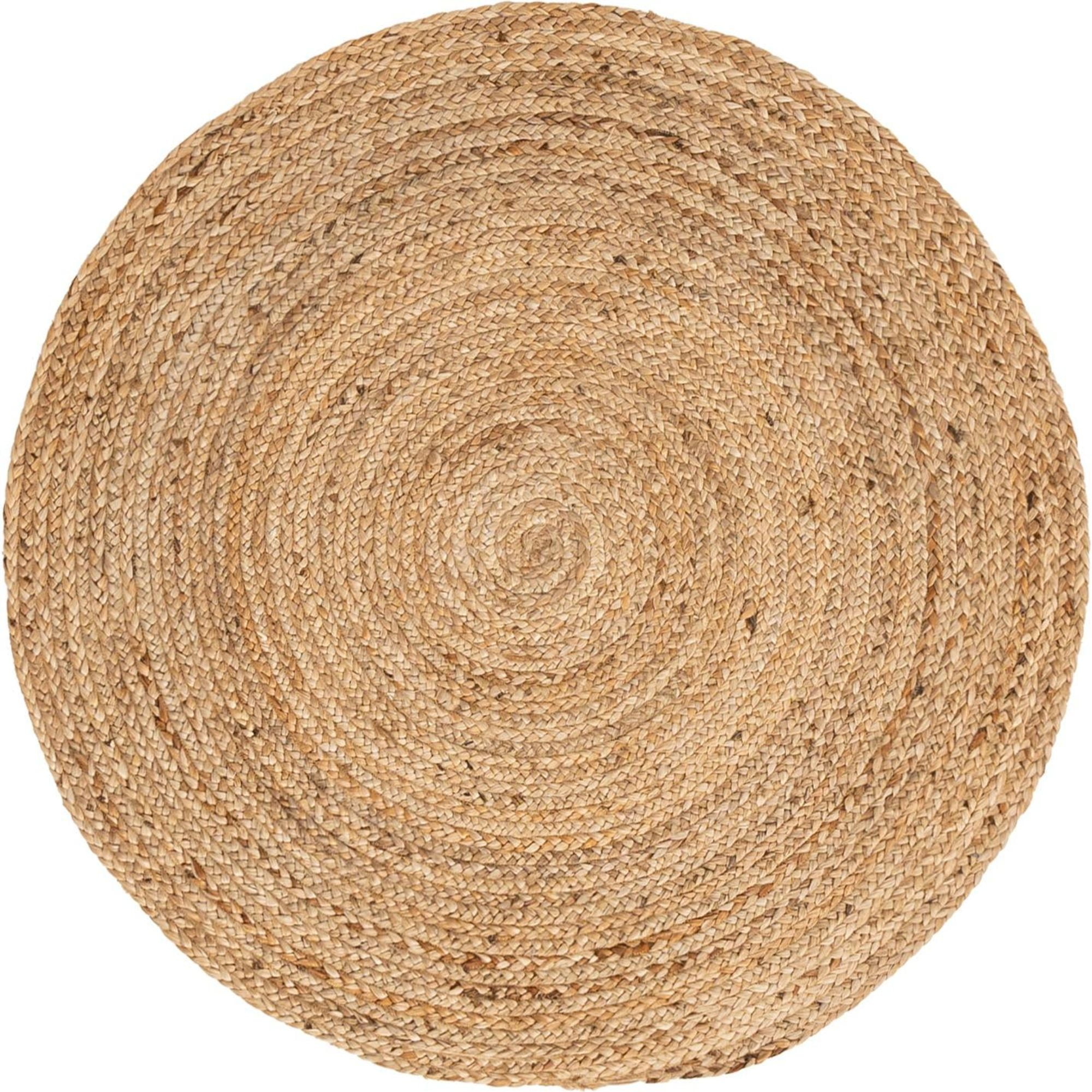 Unique Loom Dhaka Braided Jute Rug Natural 4' 1" Round Braided Solid Coastal Perfect For Dining Room Entryway Bed Room Kids Room -New in Box